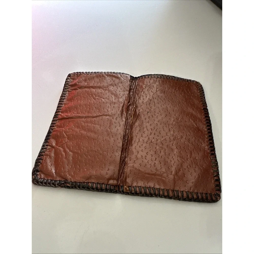 Vintage Genuine Cowhide Hair On Hide Leather Document Passport Cover Hand Laced